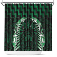 Green Matariki New Zealand Shower Curtain Maori Poutama Galaxy Vibes