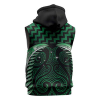 Green Matariki New Zealand Sleeveless Zip Hoodie Maori Poutama Galaxy Vibes LT14 - Polynesian Pride