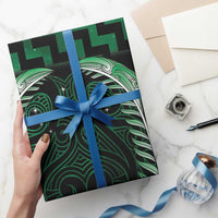 Green Matariki New Zealand Wrapping Paper Maori Poutama Galaxy Vibes - Polynesian Pride