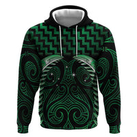 Green Matariki New Zealand Zip Hoodie Maori Poutama Galaxy Vibes