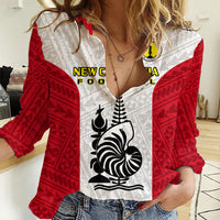 Personalised New Caledonia Football Women Casual Shirt Polynesian Pattern Sporty Style LT14 Female Red - Polynesian Pride