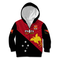 Papua New Guinea Football Kid Hoodie Go PNG Polynesian Pattern Sporty Style LT14 Zip Hoodie Red - Polynesian Pride