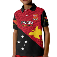 Papua New Guinea Football Kid Polo Shirt Go PNG Polynesian Pattern Sporty Style LT14 Kid Red - Polynesian Pride