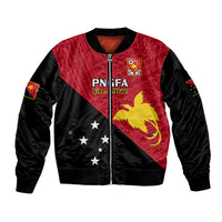 Papua New Guinea Football Sleeve Zip Bomber Jacket Go PNG Polynesian Pattern Sporty Style LT14 Unisex Red - Polynesian Pride