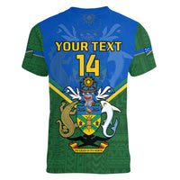 Personalised Solomon Islands Football Women V Neck T Shirt Polynesian Pattern Sporty Style LT14 - Polynesian Pride