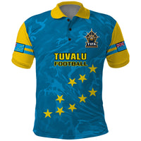 Tuvalu Islands Football Polo Shirt Polynesian Pattern Sporty Style LT14 Blue - Polynesian Pride