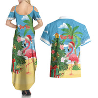 Flamingo Hawaii Summer Christmas Personalized Couples Matching Summer Maxi Dress and Hawaiian Shirt Mele Kalikimaka Beachy Vibes
