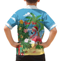 Flamingo Hawaii Summer Christmas Personalized Family Matching Off The Shoulder Long Sleeve Dress and Hawaiian Shirt Mele Kalikimaka Beachy Vibes LT14 - Polynesian Pride
