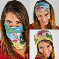 Flamingo Hawaii Summer Christmas Personalized Neck Gaiter Mele Kalikimaka Beachy Vibes