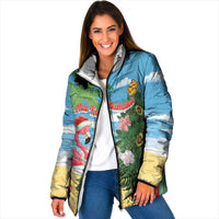 Flamingo Hawaii Summer Christmas Personalized Padded Jacket Mele Kalikimaka Beachy Vibes