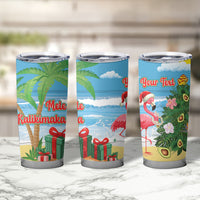 Flamingo Hawaii Summer Christmas Personalized Tumbler Cup Mele Kalikimaka Beachy Vibes LT14 - Polynesian Pride