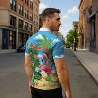 Flamingo Hawaii Summer Christmas Personalized Zipper Polo Shirt Mele Kalikimaka Beachy Vibes LT14 - Polynesian Pride