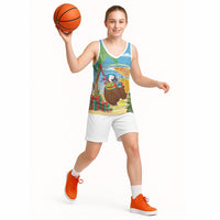Chilling Parrot Hawaii Summer Christmas Personalized Basketball Jersey It's 5 O'Clock Somewhere Beachy Vibes