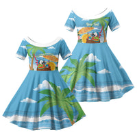 Chilling Parrot Hawaii Summer Christmas Personalized Family Matching Tank Maxi Dress and Hawaiian Shirt It's 5 O'Clock Somewhere Beachy Vibes LT14 Daughter's Dress Blue - Polynesian Pride