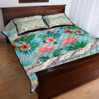 Flamingo Hawaii Summer Quilt Bed Set Hawaiian Lei Pakala Motifs Tropical Style LT14 - Polynesian Pride