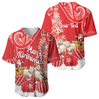 New Zealand Christmas In July Personalised Baseball Jersey Funny Santa Sheep Meri Kirihimete Red LT14 - Polynesian Pride