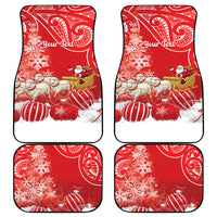 New Zealand Christmas In July Personalised Car Mats Funny Santa Sheep Meri Kirihimete Red LT14 - Polynesian Pride