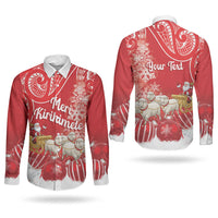 New Zealand Christmas In July Personalised Couples Matching Summer Maxi Dress and Long Sleeve Button Shirt Funny Santa Sheep Meri Kirihimete Red LT14 - Polynesian Pride