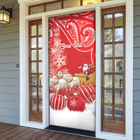 New Zealand Christmas In July Personalised Door Cover Funny Santa Sheep Meri Kirihimete Red LT14 - Polynesian Pride