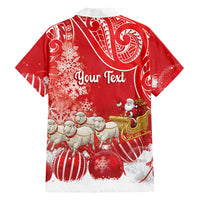 New Zealand Christmas In July Personalised Family Matching Off Shoulder Short Dress and Hawaiian Shirt Funny Santa Sheep Meri Kirihimete Red LT14 Dad's Shirt - Long Sleeve Red - Polynesian Pride
