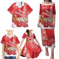 New Zealand Christmas In July Personalised Family Matching Puletasi and Hawaiian Shirt Funny Santa Sheep Meri Kirihimete Red LT14 - Polynesian Pride