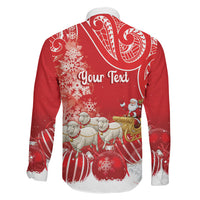 New Zealand Christmas In July Personalised Family Matching Summer Maxi Dress and Hawaiian Shirt Funny Santa Sheep Meri Kirihimete Red LT14 Son's Shirt Red - Polynesian Pride
