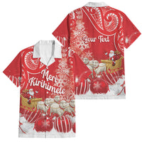 New Zealand Christmas In July Personalised Family Matching Tank Maxi Dress and Hawaiian Shirt Funny Santa Sheep Meri Kirihimete Red LT14 Dad's Shirt - Short Sleeve Red - Polynesian Pride