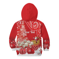 New Zealand Christmas In July Personalised Kid Hoodie Funny Santa Sheep Meri Kirihimete Red LT14 - Polynesian Pride