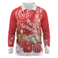 New Zealand Christmas In July Personalised Long Sleeve Polo Shirt Funny Santa Sheep Meri Kirihimete Red LT14 Red - Polynesian Pride