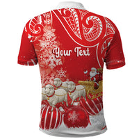 New Zealand Christmas In July Personalised Polo Shirt Funny Santa Sheep Meri Kirihimete Red LT14 - Polynesian Pride