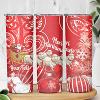 New Zealand Christmas In July Personalised Skinny Tumbler Funny Santa Sheep Meri Kirihimete Red LT14 - Polynesian Pride
