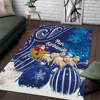 New Zealand Christmas In July Area Rug Funny Santa Sheep Meri Kirihimete Blue LT14 Blue - Polynesian Pride