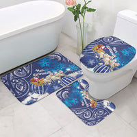 New Zealand Christmas In July Bathroom Set Funny Santa Sheep Meri Kirihimete Blue