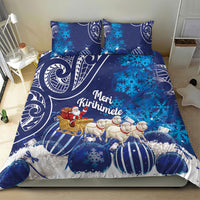 New Zealand Christmas In July Bedding Set Funny Santa Sheep Meri Kirihimete Blue