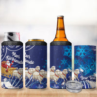 New Zealand Christmas In July Personalised 4 in 1 Can Cooler Tumbler Funny Santa Sheep Meri Kirihimete Blue LT14 - Polynesian Pride
