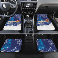 New Zealand Christmas In July Personalised Car Mats Funny Santa Sheep Meri Kirihimete Blue LT14 Set 4pcs Blue - Polynesian Pride