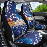 New Zealand Christmas In July Car Seat Cover Funny Santa Sheep Meri Kirihimete Blue LT14 - Polynesian Pride