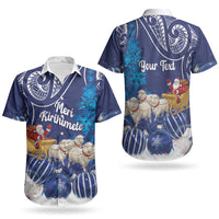 New Zealand Christmas In July Personalised Couples Matching Mermaid Dress and Hawaiian Shirt Funny Santa Sheep Meri Kirihimete Blue LT14 - Polynesian Pride
