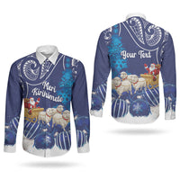 New Zealand Christmas In July Personalised Couples Matching Summer Maxi Dress and Long Sleeve Button Shirt Funny Santa Sheep Meri Kirihimete Blue LT14 - Polynesian Pride