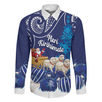 New Zealand Christmas In July Personalised Family Matching Off Shoulder Maxi Dress and Hawaiian Shirt Funny Santa Sheep Meri Kirihimete Blue LT14 Daughter's Dress Blue - Polynesian Pride