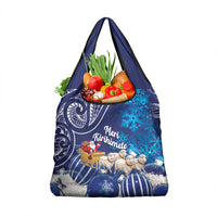 New Zealand Christmas In July Grocery Bag Funny Santa Sheep Meri Kirihimete Blue LT14 1-pack One Size Blue - Polynesian Pride