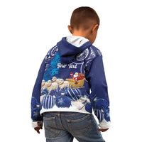 New Zealand Christmas In July Personalised Kid Hoodie Funny Santa Sheep Meri Kirihimete Blue LT14 - Polynesian Pride