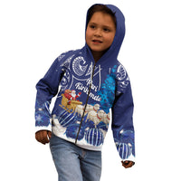 New Zealand Christmas In July Personalised Kid Hoodie Funny Santa Sheep Meri Kirihimete Blue LT14 - Polynesian Pride