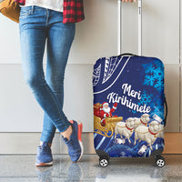 New Zealand Christmas In July Luggage Cover Funny Santa Sheep Meri Kirihimete Blue LT14 - Polynesian Pride
