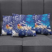 New Zealand Christmas In July Pillow Cover Funny Santa Sheep Meri Kirihimete Blue LT14 - Polynesian Pride
