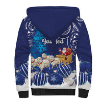 New Zealand Christmas In July Personalised Sherpa Hoodie Funny Santa Sheep Meri Kirihimete Blue LT14 - Polynesian Pride