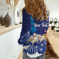 New Zealand Christmas In July Personalised Women Casual Shirt Funny Santa Sheep Meri Kirihimete Blue LT14 - Polynesian Pride