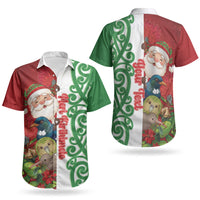 Meri Kirihimete New Zealand Personalised Couples Matching Puletasi and Hawaiian Shirt Cute Santa NZ Animals and Pohutukawa LT14 - Polynesian Pride
