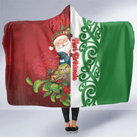 Meri Kirihimete New Zealand Hooded Blanket Cute Santa NZ Animals and Pohutukawa LT14 One Size Red - Polynesian Pride