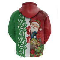Meri Kirihimete New Zealand Personalised Hoodie Cute Santa NZ Animals and Pohutukawa LT14 - Polynesian Pride